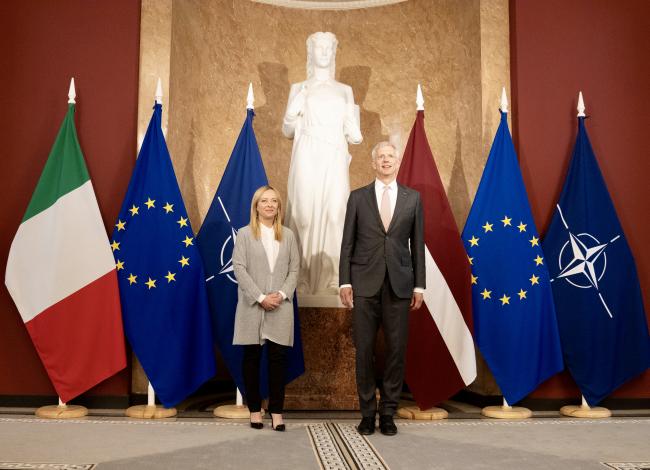 Il Presidente Meloni incontra il Primo Ministro della Repubblica di Lettonia Kariņš