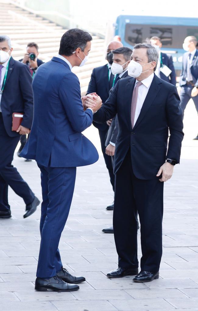 Il Presidente Draghi e il Presidente del Governo di Spagna Sanchez