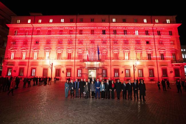 International Day for the Elimination of Violence against Women: Palazzo Chigi lit up in red 