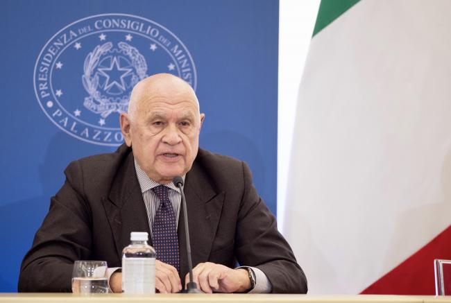 Minister of Justice Nordio during the press conference following Council of Ministers meeting no. 2