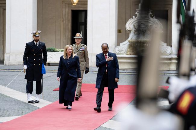 The President of Somalia is welcomed to Palazzo Chigi