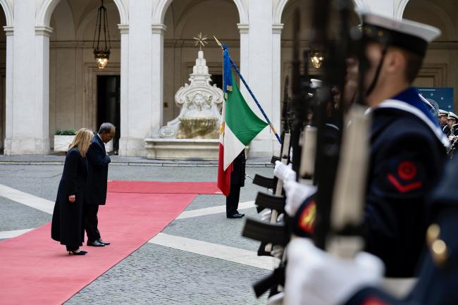 The President of Somalia is welcomed to Palazzo Chigi