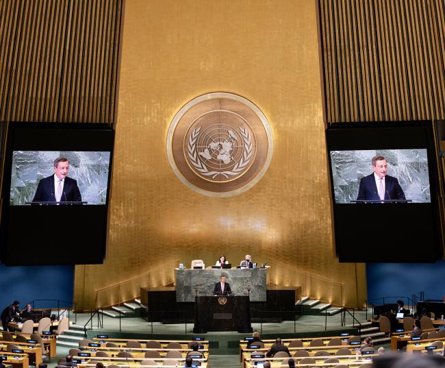 Il Presidente Draghi interviene all'Assemblea Generale delle Nazioni Unite