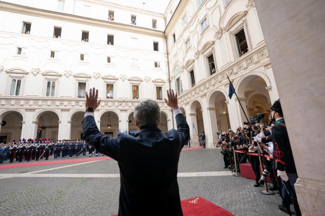 Outgoing President of the Council of Ministers Mario Draghi leaves Palazzo Chigi