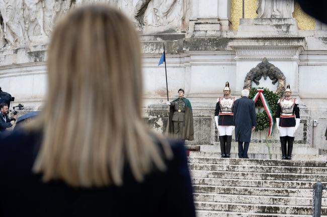 President Meloni at the Altare della Patria memorial on National Unity and Armed Forces Day