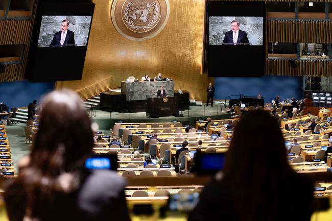 Il Presidente Draghi interviene all'Assemblea Generale delle Nazioni Unite