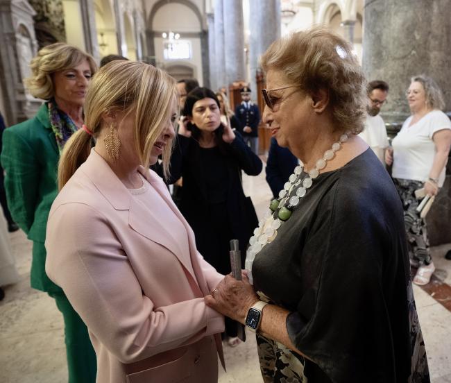 President Meloni with Maria Falcone
