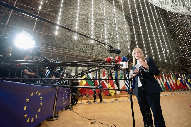 Punto stampa del Presidente Giorgia Meloni a Bruxelles