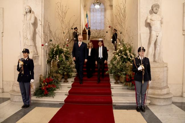 President Meloni meets with Prime Minister Sunak and Prime Minister Rama at Palazzo Chigi