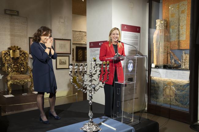 Menorah lighting ceremony at the Jewish Museum of Rome
