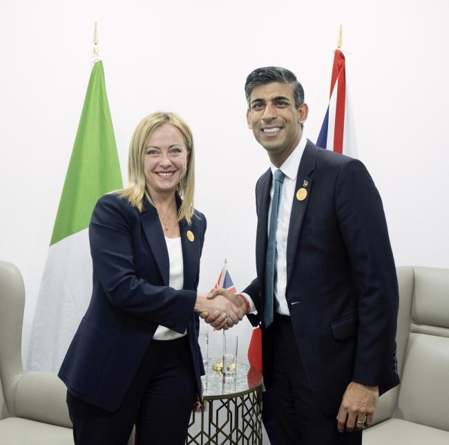 President Meloni with Prime Minister Rishi Sunak at the COP27 World Leaders Summit
