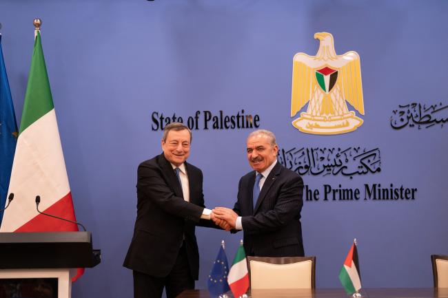 Il Presidente Draghi a Ramallah, dichiarazioni congiunte con il Primo Ministro palestinese