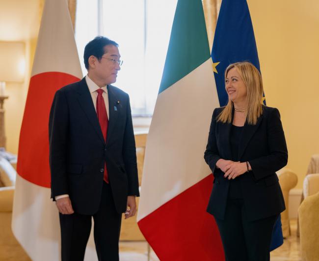 President Meloni with Prime Minister Kishida of Japan at Palazzo Chigi