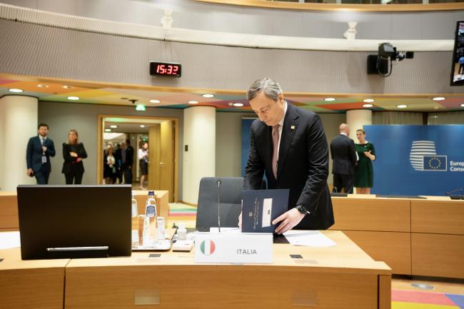 PM Draghi attends special meeting of the European Council: day 1