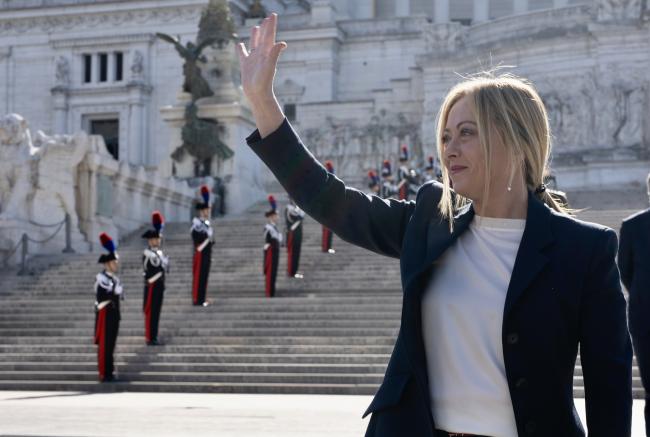 President Meloni at the Altare della Patria memorial to pay homage to the Unknown Soldier
