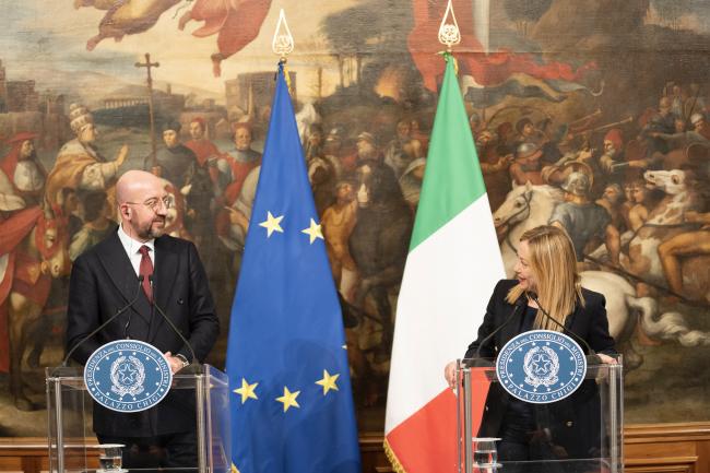 Press statements by President Meloni and President of the European Council Michel