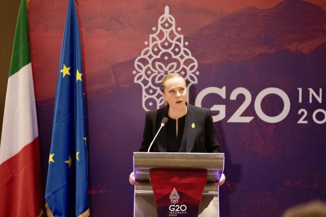 Vertice G20, la conferenza stampa del Presidente Meloni