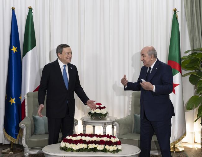 Algiers, PM Draghi meets with President of the Republic Tebboune