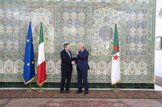 Algiers, PM Draghi and President of the Republic Tebboune