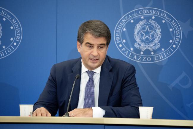 Minister Raffaele Fitto during the press conference to illustrate the measures adopted by Council of Ministers meeting no. 49