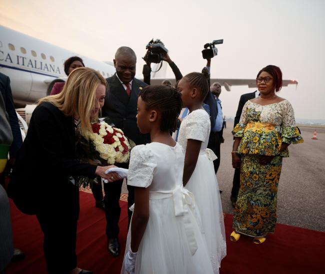 President Meloni with the Prime Minister of the Republic of the Congo upon her arrival in Brazzaville