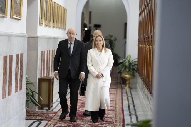 Il Presidente Meloni con il Presidente della Repubblica Algerina Democratica e Popolare Tebboune
