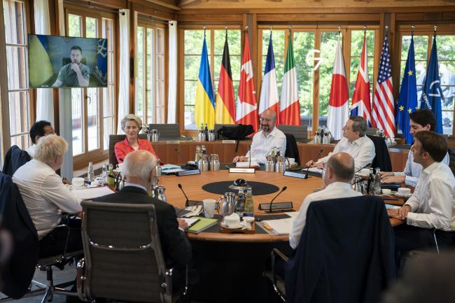 I Leader del G7 in videocollegamento con il Presidente Zelensky