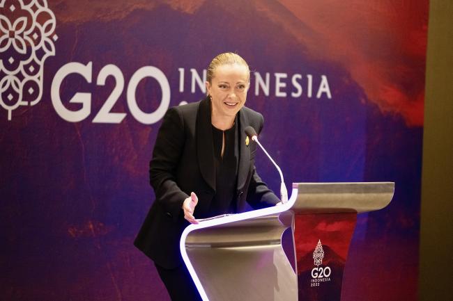 Vertice G20, la conferenza stampa del Presidente Meloni