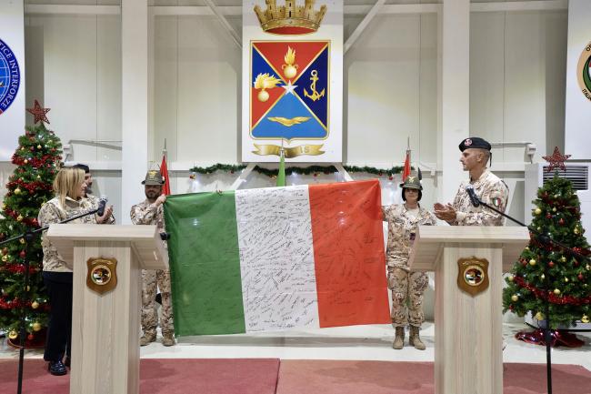 President Meloni visits Camp Singara military base