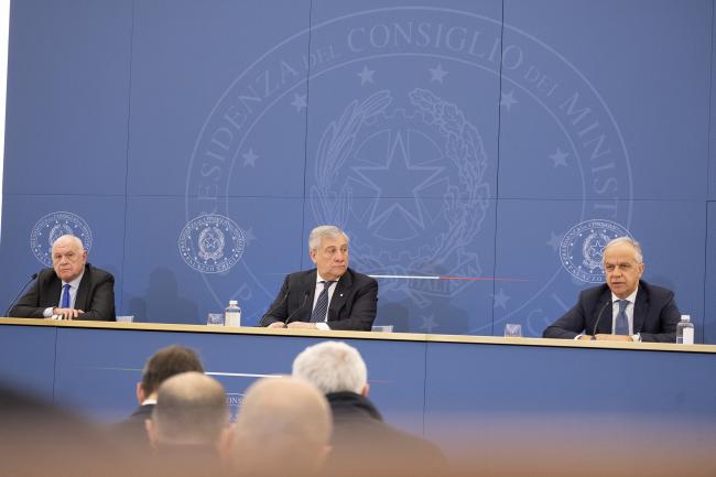 Ministers Piantedosi, Nordio and Tajani hold press conference
