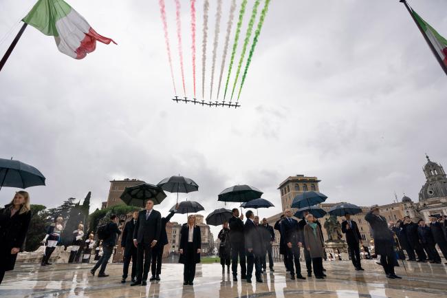 President Meloni at the Altare della Patria memorial on National Unity and Armed Forces Day