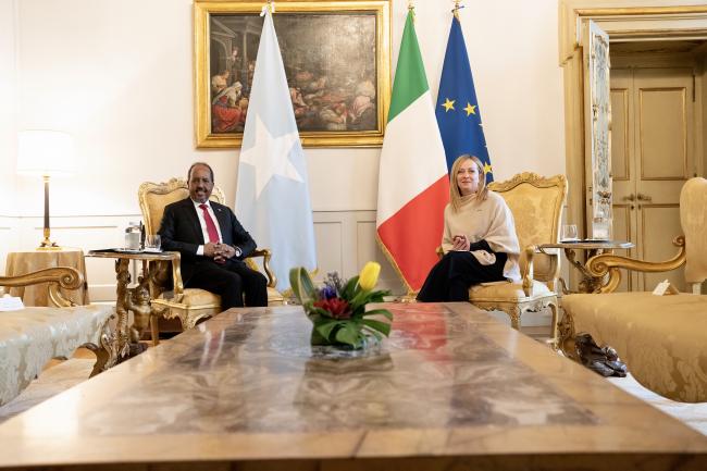Il Presidente Meloni incontra il Presidente della Somalia