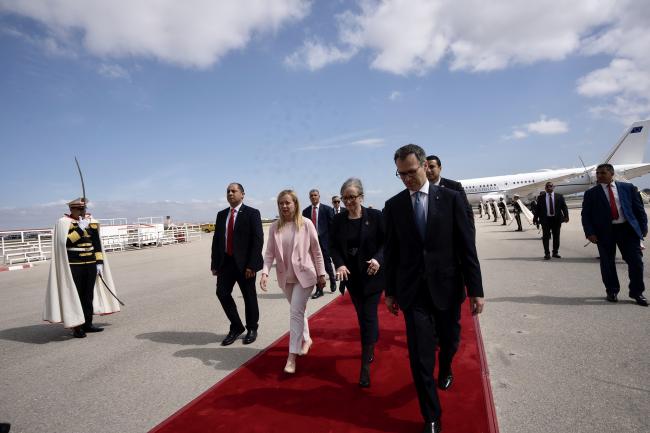 President Meloni arrives in Tunis
