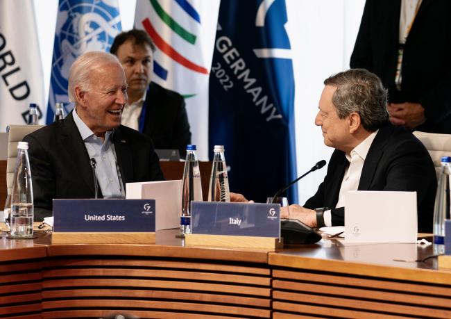 PM Draghi and US President Biden at the second day of the G7 Summit