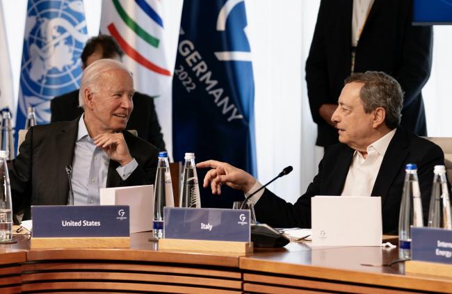 PM Draghi and US President Biden at the second day of the G7 Summit