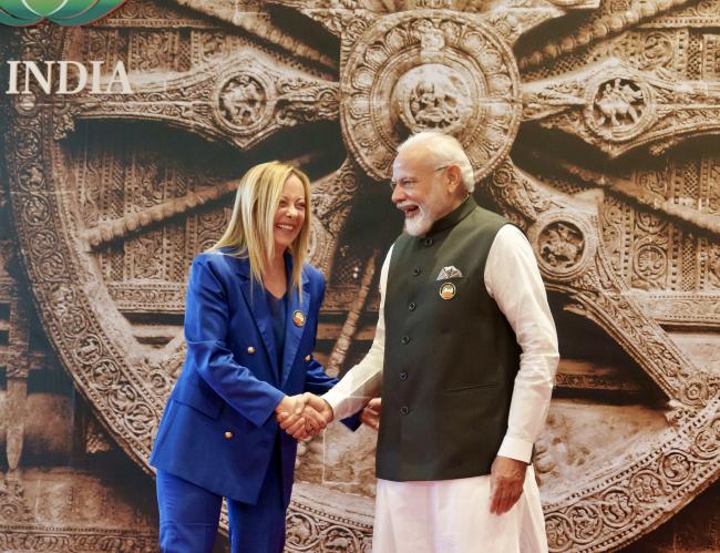 Il Presidente Meloni con il Primo Ministro indiano Narendra Modi al Vertice G20