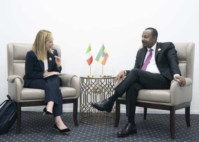 President Meloni with Prime Minister Abiy Ahmed at the COP27 World Leaders Summit