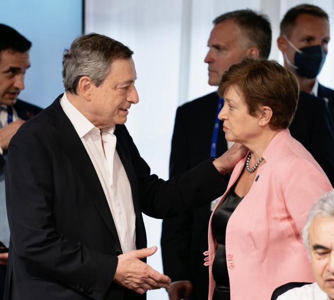 Il Presidente Draghi con la Direttrice operativa del Fondo Monetario Internazionale