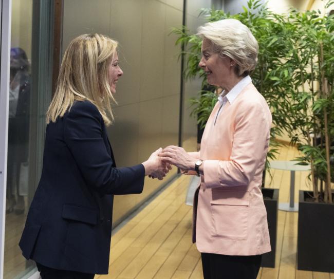 Bruxelles, il Presidente Meloni incontra la Presidente della Commissione europea von der Leyen