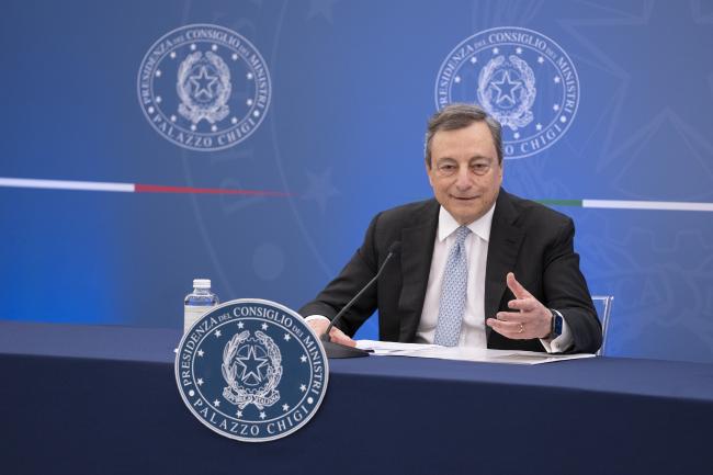 Il Presidente Draghi in conferenza stampa al termine del Consiglio dei Ministri