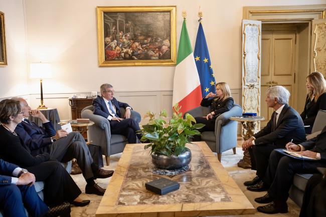 President Giorgia Meloni meets with IOC President Thomas Bach