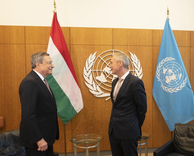 Il Presidente Draghi incontra il Presidente dell'Assemblea Generale delle Nazioni Unite