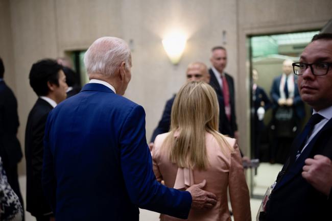 President Meloni with President Biden at the G7 Summit