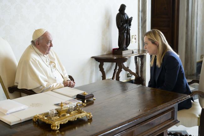 President Meloni received in audience by the Holy Father Pope Francis