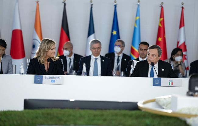 Il Presidente Mario Draghi e S.M. Regina Máxima dei Paesi Bassi UNSGSA